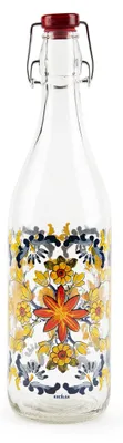 Wasserflasche 1 l, Glas, mit Deckel, 8,5 x 8,5 x 32,5 cm