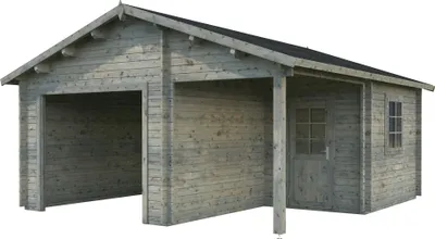 Produktbild von Palmako Garage Roger 21,9+5,2 m² - 44 mm - ohne Tor Grau tauchimprägniert