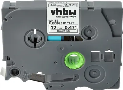 Produktbild von vhbw Schriftband-Kassette kompatibel mit Brother GL H105, 100, 200, H100 Etiketten-Drucker 8m x 12mm Schwarz auf Weiß, Flexibel