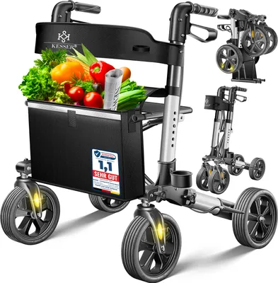 Produktbild von KESSER® Rollator Aluminium faltbar, höhenverstellbar & bis 136 kg belastbar