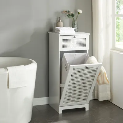Image de Armoire à linge 'Karlsøy' Armoire de salle de bain 90x38x40cm blanc