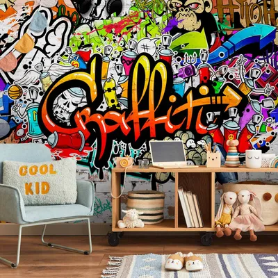 Produktbild von Vlies Fototapete - Colorful Graffiti 350x245 cm Streetart f-A-0348-a-b