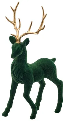 Produktbild von Hirsch stehend Geweih gold befl. grün 20 cm x 7 cm x 37 cm