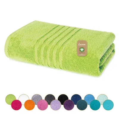 Produktbild von Lavea® Badetuch 100x150 cm, 100% Baumwolle, Duschtuch, saugstark, weich, hautfreundlich, Frottierserie Bali, waschbar, strapazierfähig – Apfelgrün