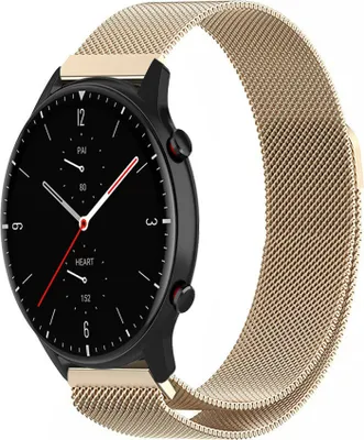 Produktbild von Strap-it Milanese Armband - Kompatibel mit Amazfit GTR 2 Armband Ersatzarmband Edelstahl - Armband mit Magnetverschluss - Hochwertiges Material - für Smartwatch 22mm Armband Champagner