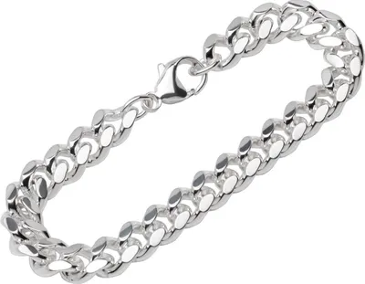 Produktbild von Armband 925 Sterling Silber 18cm Panzerkette oval geschliffen Herren Armkette
