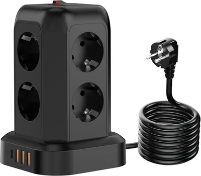 Produktbild von 8-fach Steckdosenleiste mit USB-C Anschluss – mit Schalter und Überspannungsschutz