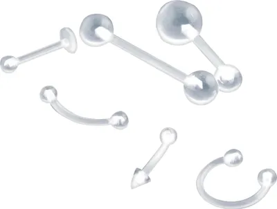 Produktbild von 6-teiliges transparentes Uni-Bauchnabelring-Set für Nabel, Langhantel, Augenbraue, Zunge und Lippen-6pcs