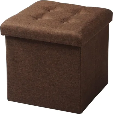 Imagen del producto de Puf plegable con espacio de almacenamiento | Color marrón | 37,5 x 37,5 x 38 cm