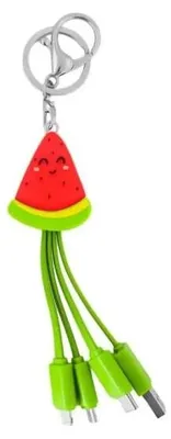Produktbild von 3-in-1-Schlüsselanhänger mit Lade-Kabeln in Wassermelonenform – MCD