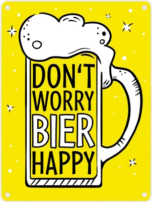 Produktbild von Don't worry Bier happy - Metallschild mit Bierkrug Motiv