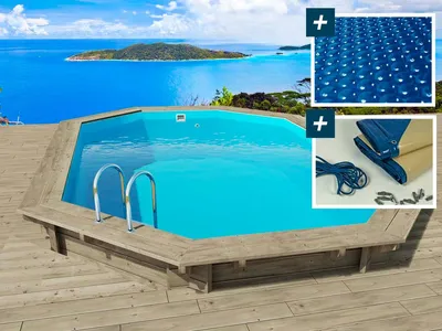 Produktbild von Habitat Et Jardin Florida 130, 29000 l, Gerahmter Pool, Kind & Erwachsener, Holz