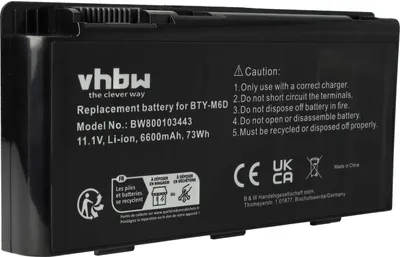 Produktbild von vhbw Akku kompatibel mit Medion Erazer MD98014, MD97832, MD97833, MD97855, MD97891, MD97892, MD97894, MD97896 Notebook (6600 mAh, 11,1 V, Li-Ion)