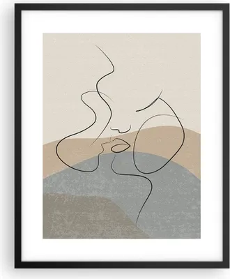 Produktbild von Gerahmtes Poster - Schwarzer Rahmen - Kuss Skizze Paar - 40x50 cm - Wand Bild - Wanddeko - Wandbilder - Kunstposter - Wandposter - Bilderrahmen - Bilder - Kunstdruck - Wanddekoration - P2BPA40x50-5170