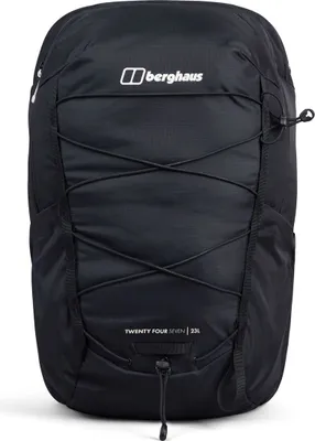 Schwarzer Rucksack "24/7 365 U23" von Berghaus; 21 Liter; mit elastischem Kordelzug und markantem Logo.