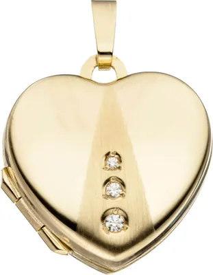 Produktbild von Medaillon Anhänger zum Öffnen Herz mit 3 Zirkonia 333 Gold Gelbgold Damen