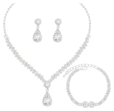 Productafbeelding van Bruiloft Sieraadset met Rhinestone Ketting en Oorbellen