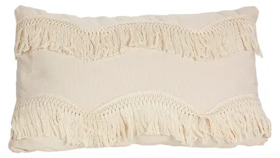 Immagine prodotto di Cuscino Romimex bianco con frange 30 x 10 x 50 cm