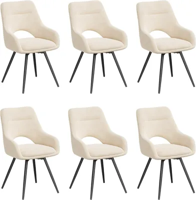 Produktbild von WOLTU Drehbare Esszimmerstühle, mit offener Rückenlehne, Armlehnstuhl gepolstert, Bezug aus Chenille : Beige 6 Farbe: Beige Stückzahl: 6