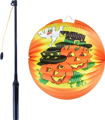 Produktbild von RAPPA Halloween-Laterne fröhlicher Kürbis 25 cm mit Leuchtstab 40 cm