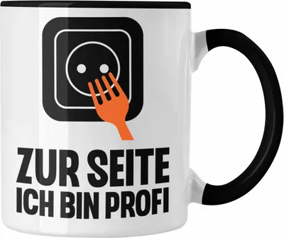 Produktbild von Trendation - Elektriker Tasse Spruch Männer Geschenk Lustig Gadget Geschenke Kaffeebecher Geschenkidee (Schwarz)