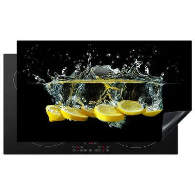 Produktbild von KitchenYeah© Herdabdeckplatte Zitrone - Frucht - Gelb - Stilleben - Wasser , 90x52cm, Küche Deko, Glaskeramikkochfeld Herdabdeckung, Abdeckplatte fùr Kochfeld