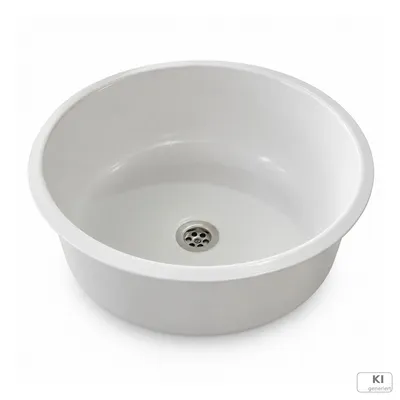 Produktbild von Weiße Spüle Ø 44 cm | Becken Ø 38 cm ohne Überlauf weiss lackiert