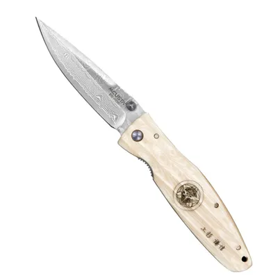 Produktbild von Mcusta Zanmai Mcusta Sengoku White Micarta Damascus Vg-10 8,6 cm MC0185D