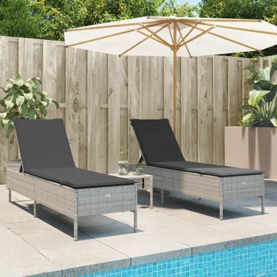 Produktbild von Maison Exclusive - Sonnenliegen mit Auflagen 2 Stk. Hellgrau Poly Rattan