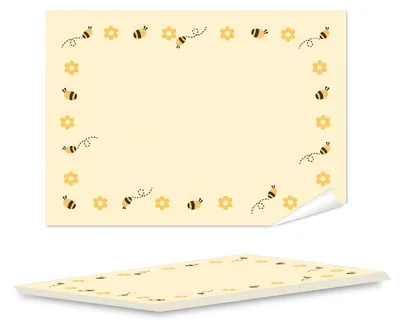 Produktbild von 25 Etiketten für Honiggläser gelb mit Bienen 7,4 x 5,2 cm Aufkleber zum Beschriften