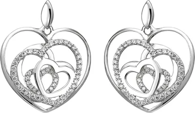 Produktbild von Hängerstecker Ohrhänger Herzen aus 925 Silber 114 Zirkonia Ohrringe Ohrschmuck