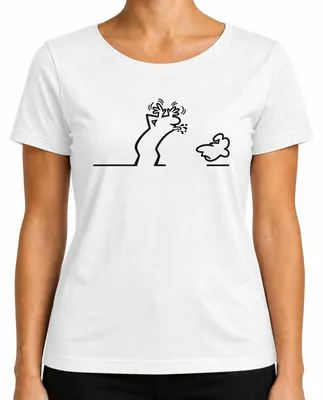 Imagen del producto de Camiseta para mujer, diseño "Linea Strichmännchen Balum Osvaldo Kult Cartoon", color blanco, talla M