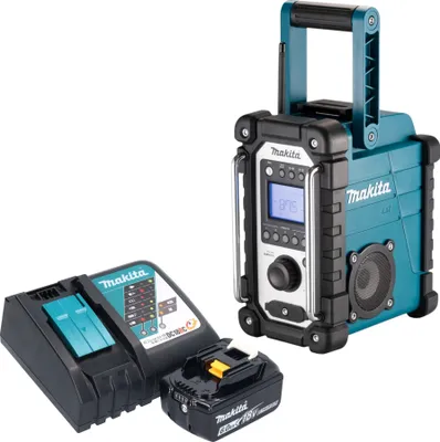 Zdjęcie produktu dla Makita DMR 116 RG1 akumulatorowy radiotelefon budowlany 14,4 - 18 V AM FM AUX + 1x akumulator 6,0 Ah + ładowarka