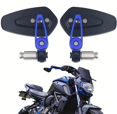 Zdjęcie produktu dla Lusterko motocyklowe, uchwyt 7/8" (22mm), uniwersalne, niebieskie, aluminiowe, CNC