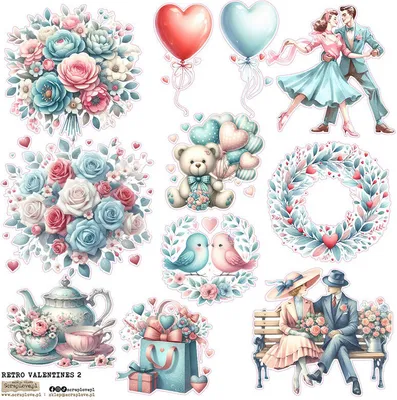 Zdjęcie produktu dla Naklejki - ScrapLove - Retro Valentines 2
