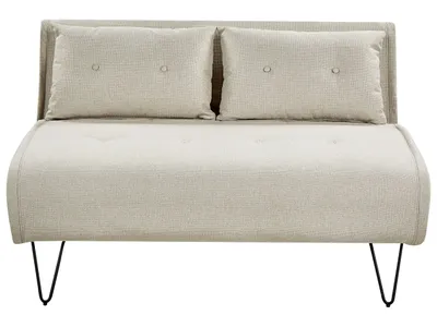 Zdjęcie produktu dla BELIANI Sofa rozkładana jasnobeżowa 2-osobowa z poduchami czarne metalowe nogi glamour