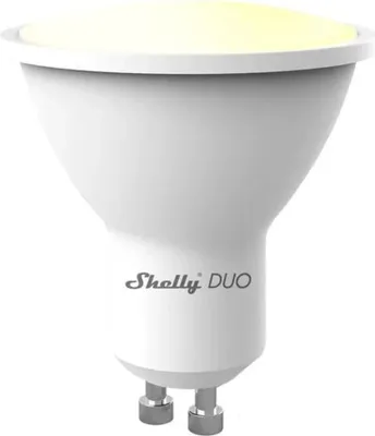 Produktbild von Shelly LED-Lampe Duo, GU10, dimmbar, 4.8W, 475lm, 2700–6500K, RGBW, weiß, 1 Stk.