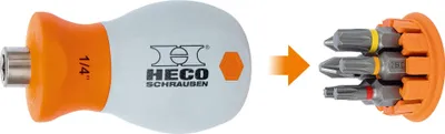 Image de Mini-tournevis Heco -Stubby, embouts HD & PZD (1 pièce)