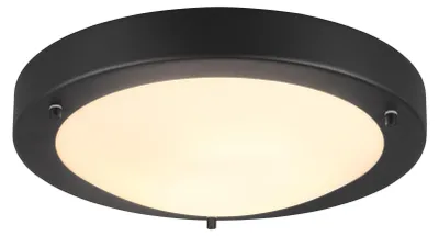 Image de Plafonnier rond CONDUS noir et blanc 1xE27x40W en métal, dimensions : 8x31,5x31,5 cm, IP44, Trio