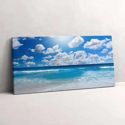 Produktbild von Strand, Meer und Horizont – Leinwandbild Wandbild – 100x50 cm – Leinwandbilder – Wandbilder – Schlafzimmer – Flur