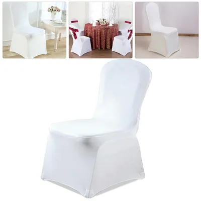 Immagine prodotto di Copri sedie resistenti e durevoli: fodere elastiche, rimovibili e lavabili, in tessuto elasticizzato, 90x45x45 cm, bianche, 150 pezzi