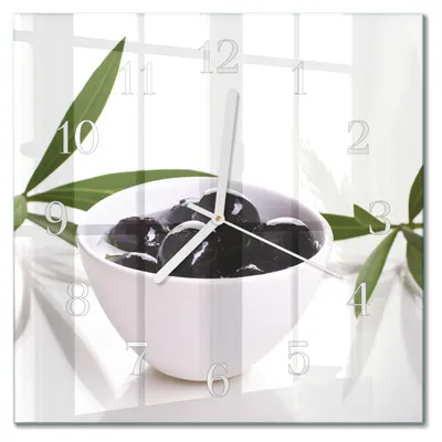 Produktbild von Tulup Glasuhr Wanduhr Küchenuhr Echt-Glas 30x30 cm Modern Dekorativ Geräuschlos Weiße Zeiger - Oliven