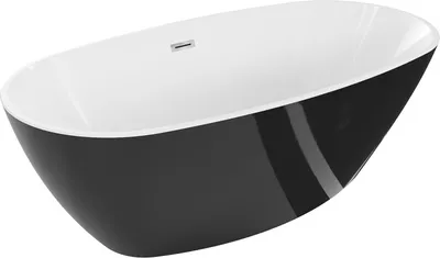 Produktbild von Mexen Eris freistehende Badewanne 155 x 80 cm, Weiß/Schwarz, Überlauf Chrom - 53441558075-01