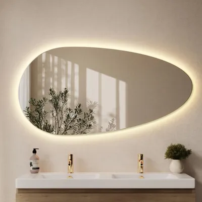 Zdjęcie produktu dla Lustro organiczne z oświetleniem LED - podgrzewane i przeciwmgielne - 120 x 61 cm - Adana