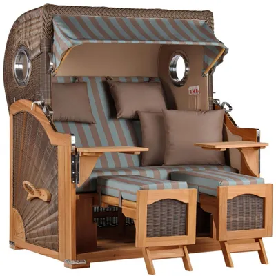 Produktbild von Strandkorb Düne Grande Bullauge Teak PE Grey Dessin 520