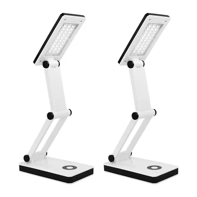 Image de Eaxus® Lot de 2 lampes de bureau LED USB - pliables, design élégant, Lampe de bureau LED à intensité variable, blanc