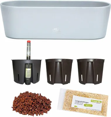 Produktbild von Set7 7 teilig Kunststoff Flori Pflanzschale silber für Hydrokultur L 26.5 cm B 10.0 cm H 08.0 cm