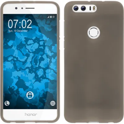 Produktbild von PhoneNatic Case kompatibel mit Huawei Honor 8 - grau Silikon Hülle matt + 2 Schutzfolien