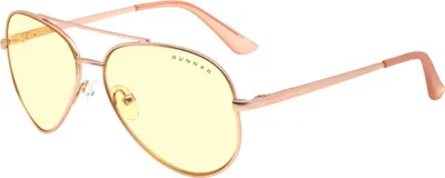 Produktbild von Gunnar Optiks Maverick, Uni, Oval, Klassisch, Roségold, Bernstein, 5,7 cm