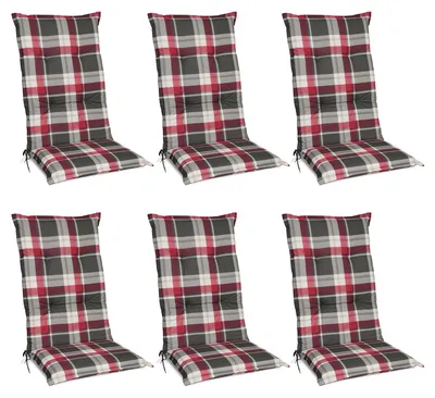 Image de Beautissu Lot de 6 coussins pour dossier haut 120 x 50 cm Rembourrage rouge à carreaux